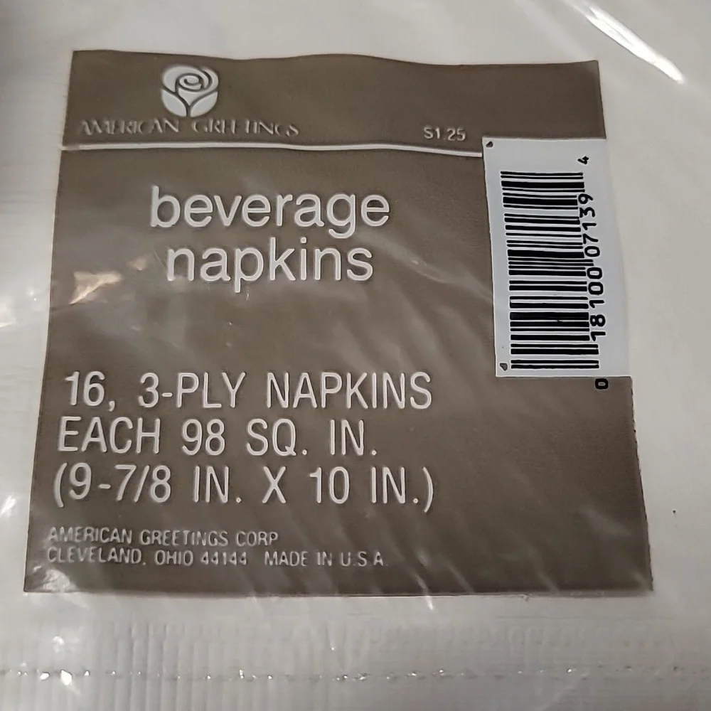 Vintage American‎ Greetings Beverage Napkins and 9 oz Cups,  NIP